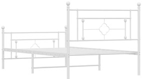 Estrutura de cama com cabeceira e pés 107x203 cm metal branco