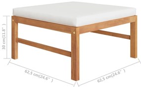 4 pcs conj. lounge jardim c/ almofadões cor creme teca maciça
