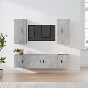 vidaXL Conjunto móveis de TV 5 pcs madeira processada cinzento cimento