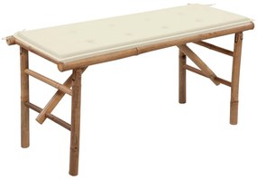 Banco de jardim dobrável com almofadão 118 cm bambu