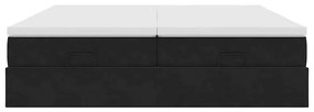 Estrutura de cama otomana com colchões 200x200cm veludo preto