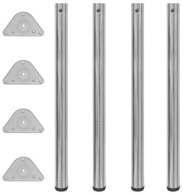 Pernas de mesa ajustáveis em altura, 4 pcs, 870 mm, níquel escovado