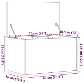 Caixa de Armazenamento vidaXL com Tampa em Carvalho Preto 60x35x35 cm
