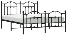 Estrutura de cama com cabeceira e pés 140x190 cm metal preto