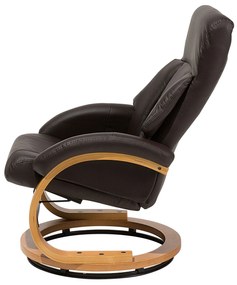 Cadeira de massagem com repousa-pés em pele sintética castanha escura FORCE Beliani