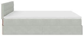 Estrutura de cama otomana com colchão 200x200 cm cinzento claro