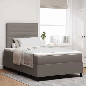 vidaXL Cama Box Spring com Colchão Taupe Pequena Dupla e Tecido