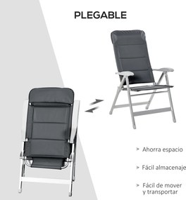 Cadeira de jardim dobrável de alumínio com encosto alto ajustável de 7