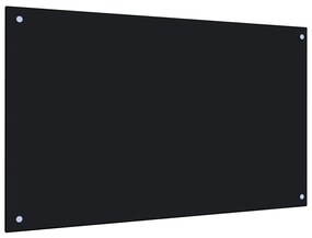 249492 vidaXL Painel anti-salpicos de cozinha 100x60 cm vidro temperado preto