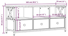 Móvel de TV 102x33x45 cm derivados de madeira e ferro preto