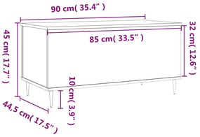 Mesa de centro 90x44,5x45 cm derivados madeira carvalho sonoma