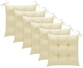 Cadeiras de jardim dobráveis c/ almofadões 6 pcs acácia maciça