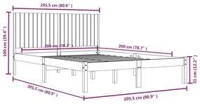 Cama sem colchão 200x200 cm madeira de pinho maciça branco