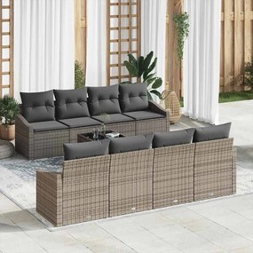 Conjunto de Sofá de Jardim com Almofadas Cinza Vime PE