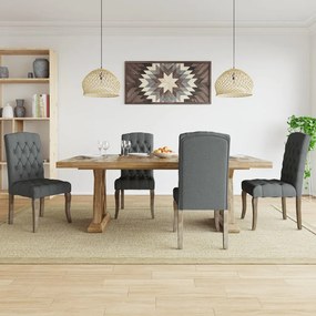 vidaXL Cadeiras de jantar 4 pcs tecido aspeto linho cinzento