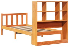 Cama com estante sem colchão 90x190cm pinho maciço castanho-mel