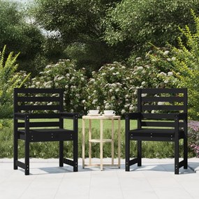 824057 vidaXL Cadeiras de jardim 2 pcs 60x48x91 cm pinho maciço preto