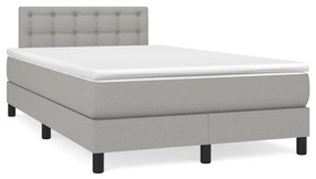 vidaXL Cama box spring c/ colchão e LED 120x190 cm tecido cinza-claro