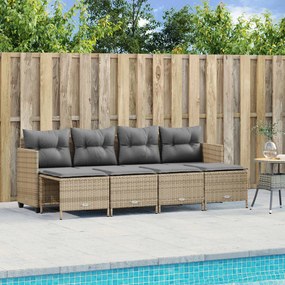 vidaXL 5 pcs conjunto de sofás p/ jardim com almofadões vime PE bege