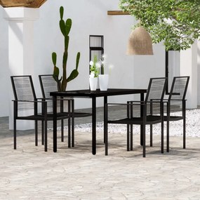 vidaXL 5 pcs Conjunto de jantar para jardim preto