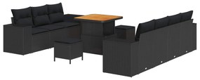 vidaXL Conjunto de Sofá de Jardim 10 pcs Preto vime PE