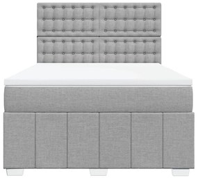 Cama com molas/colchão 140x200 cm tecido cinzento-claro