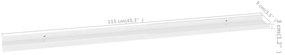 Prateleiras de parede 4 pcs 115x9x3 cm branco brilhante