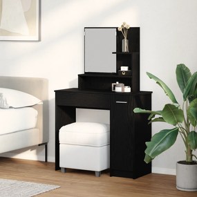 Mesa de Maquilhagem em Carvalho Preto com Espelho - 86,5 x 35 x 136 cm