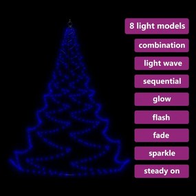 Árvore de Natal parede 260 luzes LED 3 m int/ext azul