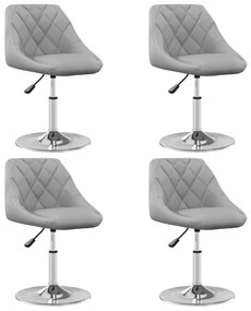 vidaXL Cadeiras de jantar giratórias 4 pcs veludo cinzento-claro