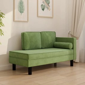 vidaXL Chaise longue com almofadões e rolo veludo verde-claro