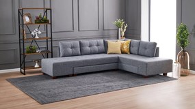 Sofá-Cama de Esquina Manama – Cinza – 280x85x206 cm