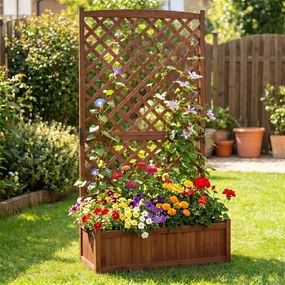 Floreira com treliça em madeira maciça de abeto 90 x 44,5 x 180,5 cm, com celosía e orifícios de drenagem para plantas trepadeiras – Jardim, Pátio, Va