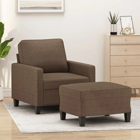 vidaXL Poltrona com apoio de pés 60 cm tecido castanho