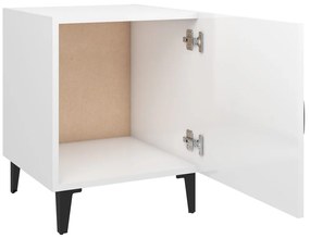 Mesas de cabeceira 2 pcs madeira processada branco brilhante
