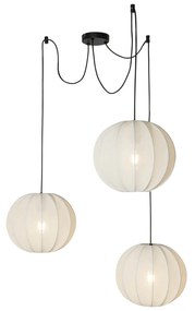 Candeeiro de suspensão design branco seda 30 cm 3 luzes - Plu Design