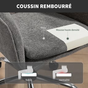 Cadeira de escritório ergonómica com regulação de altura, cadeira giratória cinzenta
