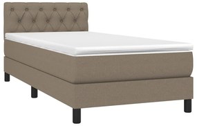 Cama box spring + colchão/LED 80x200cm tecido cinza-acastanhado