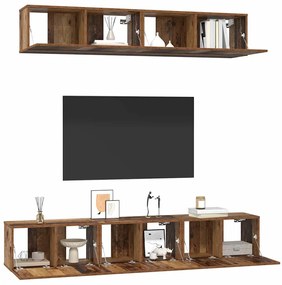 Conjunto de móvel de TV 5 pcs Madeira antiga Standard Médio