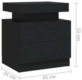 Mesa de cabeceira 45x35x52 cm derivados madeira cinzento