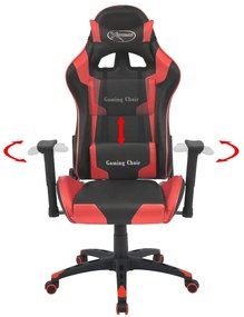 Cadeira escritório reclin. estilo corrida pele artif. vermelho