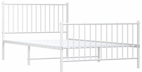 Estrutura de cama com cabeceira e pés 107x203 cm metal branco