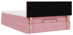Estrutura de cama otomana com colchão 140x200 cm veludo rosa