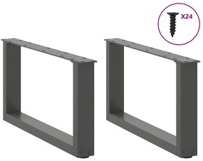 Pés para mesa de centro em forma de U, 2 peças, antracite, 60x(30-31)