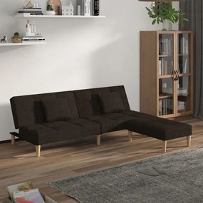 Sofá-cama 2 lug c/ 2 almofadas/apoio pés tecido castanho-escuro