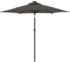 Guarda-sol jardim c/LEDs e poste de aço 225x225x212cm antracite