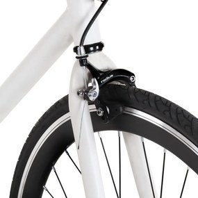 Bicicleta de mudanças fixas 700c 59 cm branco e preto