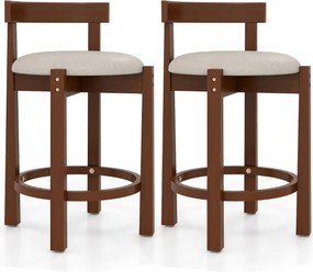 Conjunto de 2 Bancos de Bar de Altura de Balcão (MESA NÃO INCLUIDA), 47,5 x 45 x 78,5 cm, Estofados em Linho, Bege
