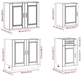 7 peças armário de cozinha conjunto Kalmar branco