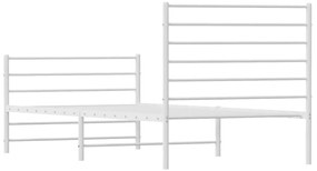 Estrutura de cama com cabeceira e pés 90x190 cm metal branco